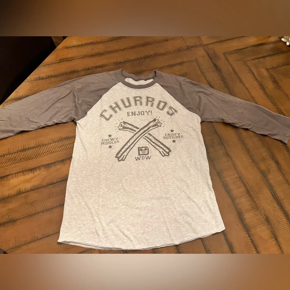 Disney Gray and White Raglan Tee - Picture 1 of 7